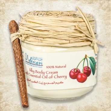 Body cream with essential oil of cherry